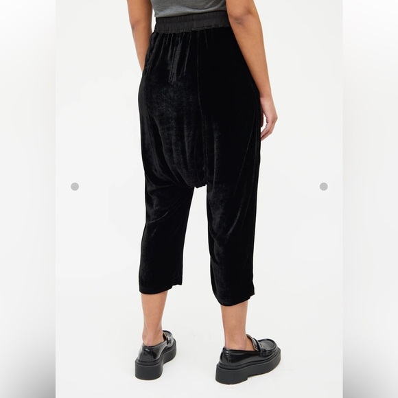 Rick Owens black velvet joggers cropped drop-crotch trousers isize 4 - Picture 3 of 10